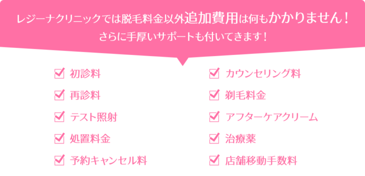 レジーナクリニックの追加料金表