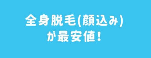 全身脱毛（顔込み）が最安値